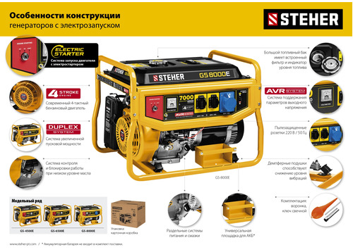 Бензиновый генератор STEHER GS-6500Е