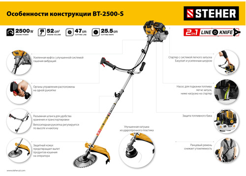 Триммер бензиновый STEHER BT-2500-S