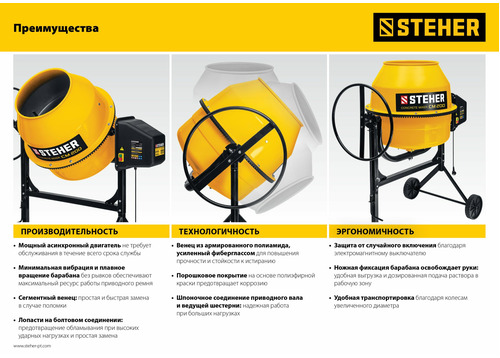 Бетономешалка STEHER CM-180