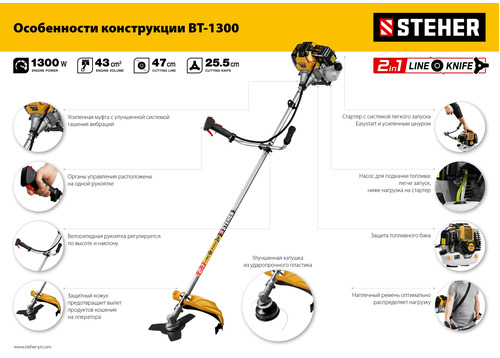 Триммер бензиновый STEHER BT-2500-S